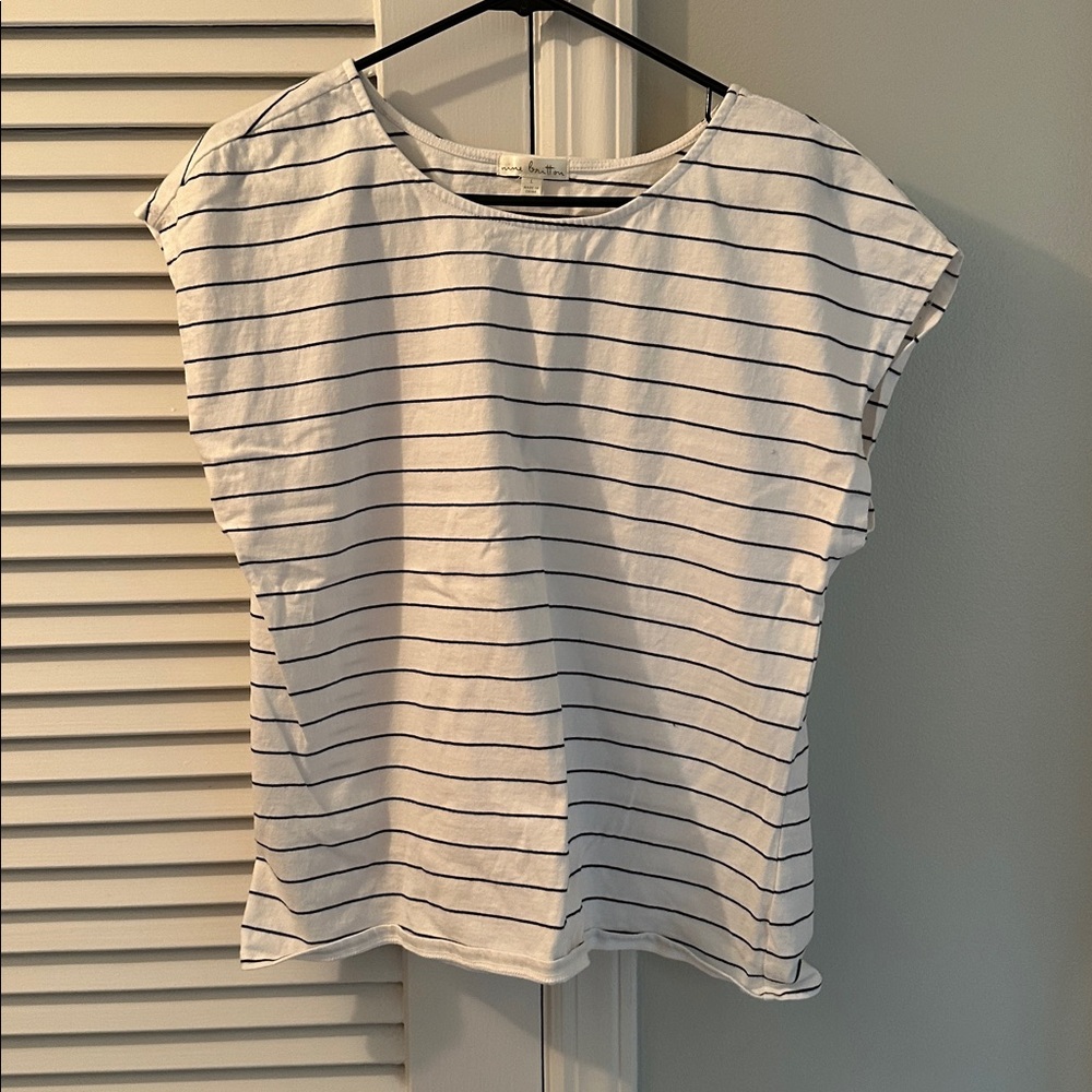Stitch Fix Nine Britton Olea White Black Striped Knit Top Womens Large